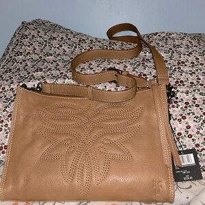 Embroidered leather small crossbody